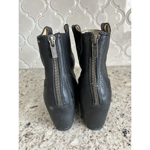Frye Carson Wedge Womens 6.5 Black Leather Ankle Bootie Boots - Picture 3 of 10
